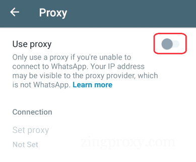 Bật tùy chọn sử dụng proxy trong Proxy Settings