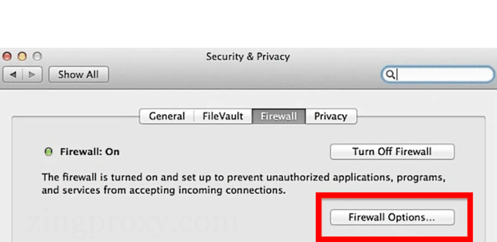 Mở Firewall Options để sửa mã lỗi 17