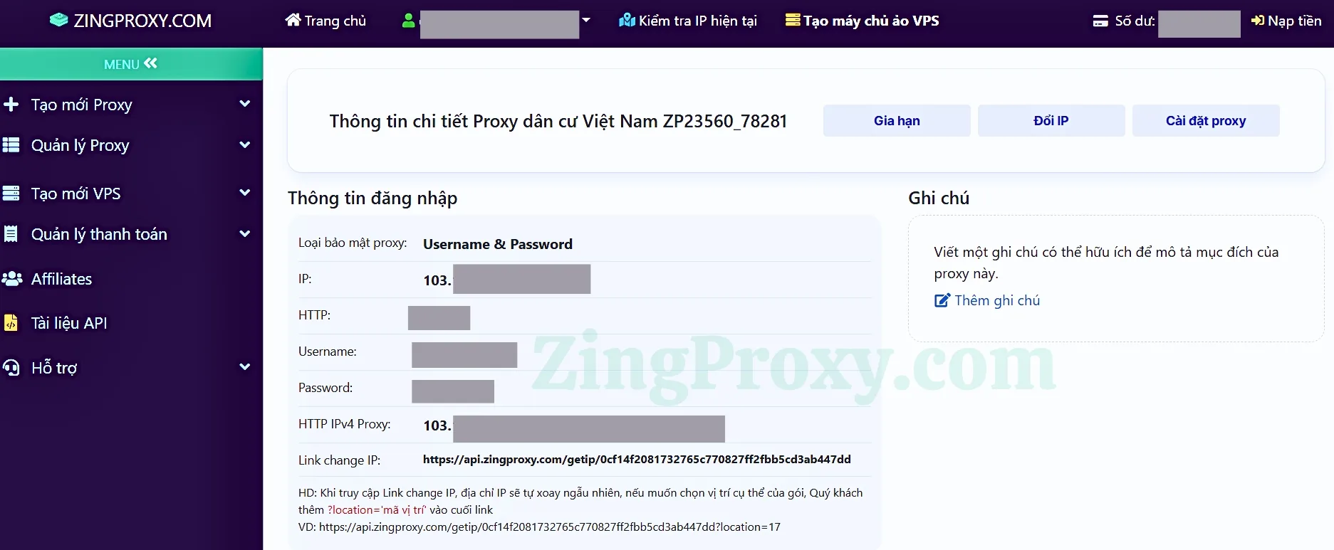 Khởi tạo Proxy thành công tại ZingProxy